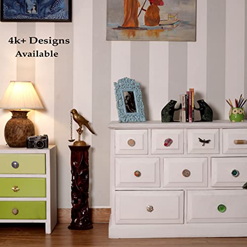 Indian-Shelf 2 Piece Gold Knobs -Brass Door Knob - Floral Door Handle Set - 6.98 cm Drawer Pulls