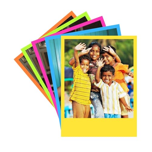 Brandian 30 Customised Coloured Frame Photo Print Picture Prints Customize Your Photos with our Style Prints Add Text & Emoji Gift Multicolour 4 X 3 Inches, (Pack of 30)