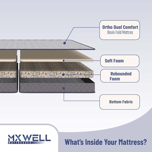 MXWELL Ortho Dual Comfort Bookfold 4 inch Single Bonded Foam Mattress (L x W: 72 inch x 30 inch)