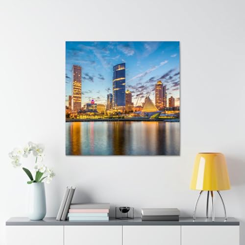 GADGETS WRAP Canvas Gallery Wrap Framed for Home Office Studio Living Room Decoration (17x17inch) - Milwaukee, Wisconsin Usa