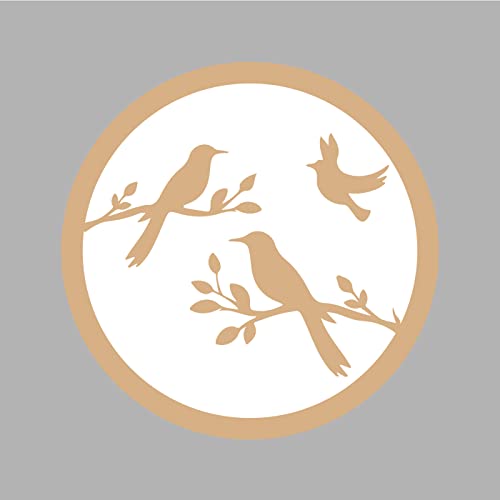 DOTME Birds In Tree Branch Wooden With Vinyl Sticker Decorative Design Wall Decor For Home Kids Bedroom Living Room Hall DIY Art 8 INCH (White)