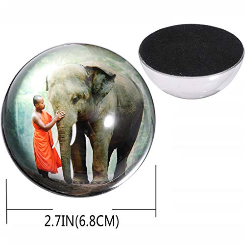 Waltz&F Crystal Elephant and Buddha Paperweight Galss Globe Hemisphere Home Office Table Decoration 2.7''