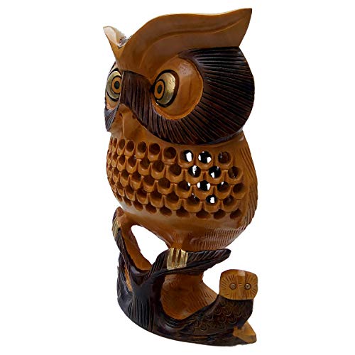 Wooden Antique Under Cut Owl Baby (Brown, 15 Cm)