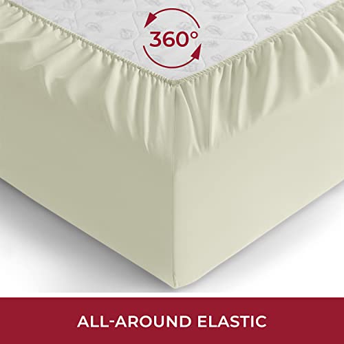 Mellanni King Fitted Sheet - Deep Pocket Cooling Sheets up to 16 inch - All Around Elastic - Hotel Luxury 1800 Bedding - Wrinkle, Fade, Stain Resistant - 1 Single King Fitted Sheet Only (King, Ivory)