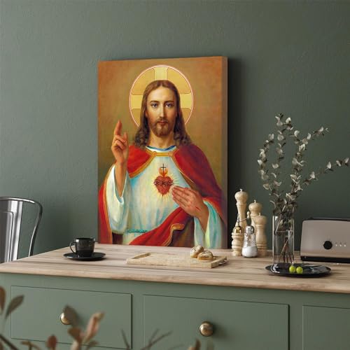 GADGETS WRAP Canvas Gallery Wrap Framed for Home Office Studio Living Room Decoration (11x17inch) - The Most Sacred Heart Of Jesus