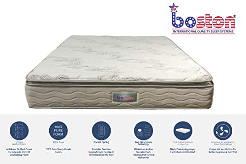 Boston Classic 9 Inch Pocket Spring Pillow Top King Size Mattress (78 x 72 x 9 inch)