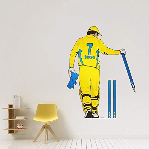 DivineDesigns™ PVC Vinyl Self-Adhesive M.S. Dhoni Wall Sticker for Living Room, Bedroom, Office Wall Decoration (22 X 25 INCH) Pack 1