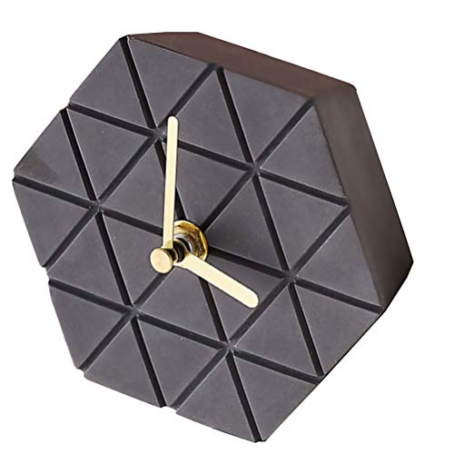 Artibetter Cement Mute Clock Desktop Clock Desktop Decoration Bedside Clock Dark Grey