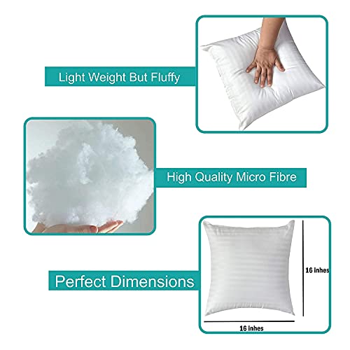 Yellow Weaves Microfiber Cushion Fillers 16 X 16 Inches - White Color, 1 Piece