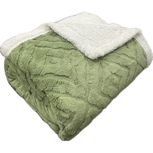 Reexplore Super Soft Light Weight Double Bed King Size All Seasons Sherpa Double Bed Blanket for Kids, Teenagers & Adults (200 x 230 cm, 78 x 90 Inches) (Green)