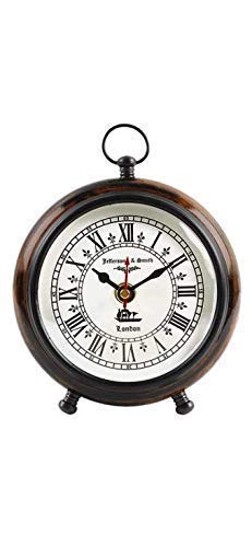 Time instruments Antique Wooden Table Clock for Home Decor Resin Glossy Finish (White)