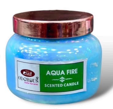 The Decor Affair 1 Pcs Aqua Fire Fragrance Artisanal Handcrafted Glass Tealight Candle for a Serene and Calm Atmosphere