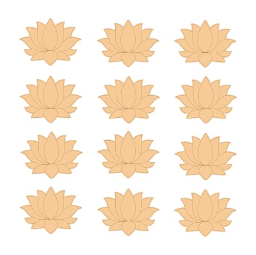 SVM CRAFT® MDF DIY Cutouts Lotus (12 Pcs) Plain MDF Blank Cutouts for DIY, Artwork, Decoupage, Resin Art, Craft Project, Home Office Festive Décor,Brown