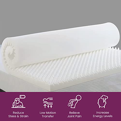 Mayton Convoluted Egg Shell 2-inch Breathable Foam Bed Topper | Makes Mattresses Comfortable and Relaxing, Provides Faster Pain Relief and Provides Orthopedic Beneficial Support, Full, Off-White