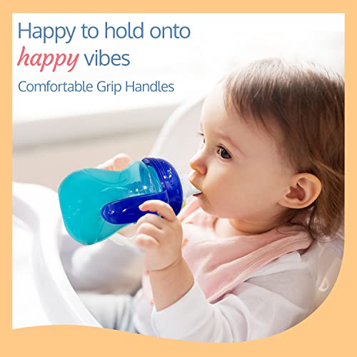 LuvLap Moby Little Spout Sipper for Infant/Toddler, 240ml, Anti-Spill Sippy Cup with Soft Silicone Spout BPA Free, 6m+ (Blue)