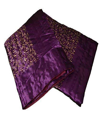 S J Jaipur Rajai Galaxy S J Jaipur Single Bed Silk/Satin Purple Color with Gold Print Double Bed Silk Quilt/Jaipuri Quilts/Jaipuri rajai/Jaipuri razai/Jaipuri Quilts