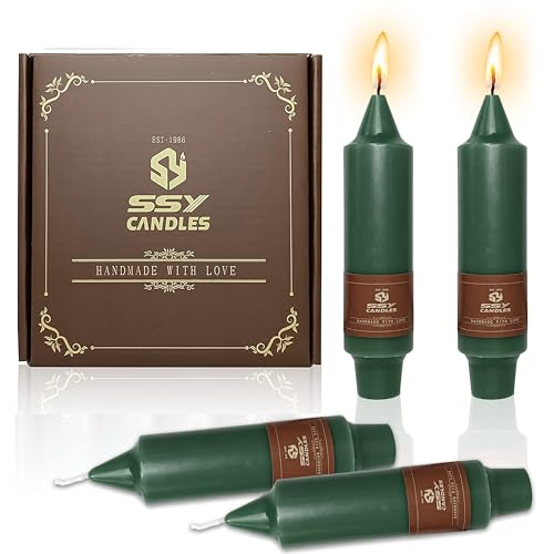 Taper Candles Handmade Dinner Candle Short Candle Sticks 5 inch for Home Decoration Holiday Wedding Party, Dark Green