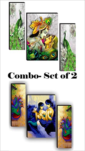 SAF Religious Radhe Krishna UV Textured Painting& Set of 3 Radha Krishna Modern Art Paintings for living room Painting 12 Inch X 18 Inch SAF-JM7729