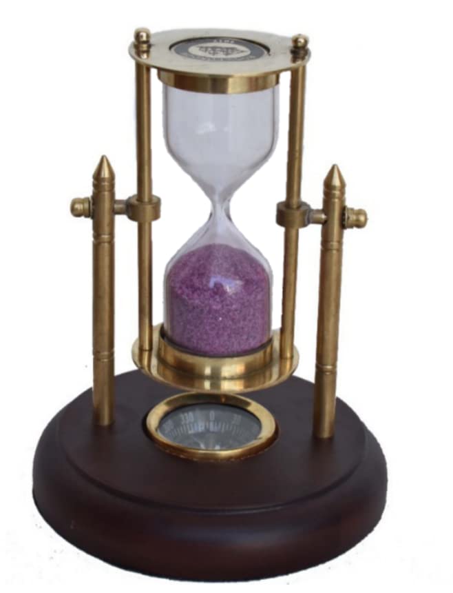 Table Clock Antique Style Sand Timer and Compass Office Home Decor Items Handicraft Items