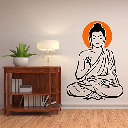 VVWV Buddha Wall Stickers for Living Bedroom Home & Kitchen Hall Wall Decor L x H 55 x 100 Cms