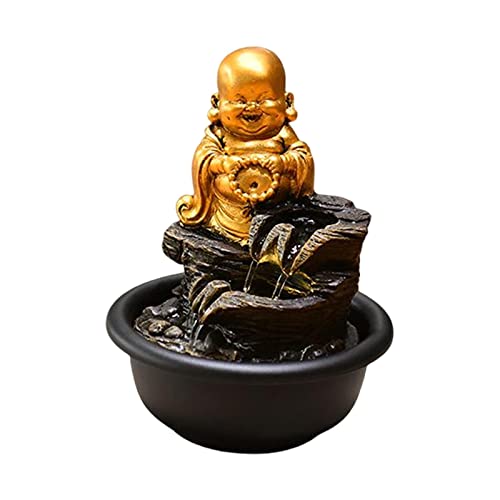 CALANDIS® Tabletop Water Fountain Buddha Statue for Office Farmhouse Birthday Gifts Smile Buddha | 1 Tabletop Fountain(Us Adapter)