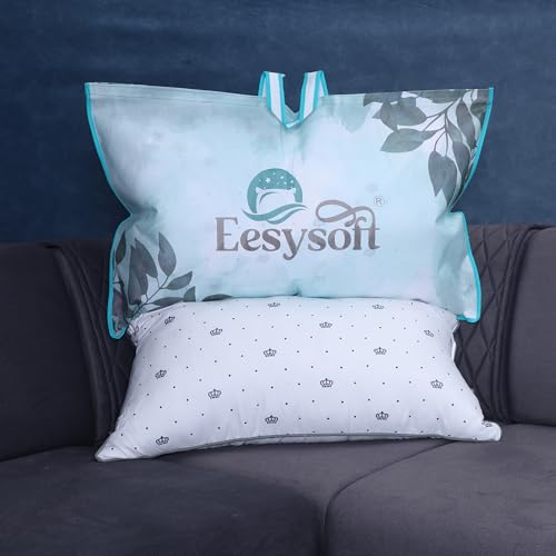 Eesysoft 2 Pcs,Luxury Crown-Printed Piping Bed Pillows Extra Soft Filled, Down Alternative Hypoallergenic Pillow | High Bounce for Neck Support and Machine Washable Size 17x27 (Pack of 2)