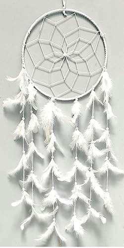 SLUKRL Beautiful Design, Feather, Bead, Thread Wind Chime Dream Catcher for Wall Decor, Bedroom, Balcony, Garden, Kids Room (White)