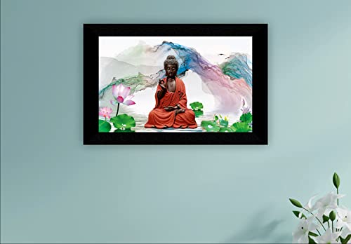 SAF Pack of 1 Buddha religious modern art wall painting with framed for living room 11 inch x 14 inch CANFM31277