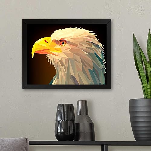 GADGETS WRAP Printed Photo Frame Matte Painting for Home Office Studio Living Room Decoration (11x9inch Black Framed) - Eagle Lowpoly