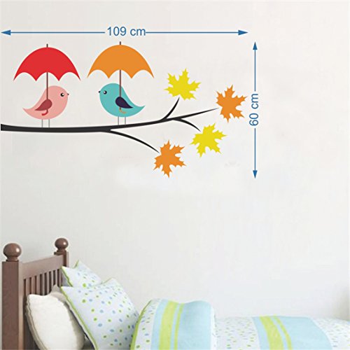 Romantic Bird Couple Self Adhesive VinylWaterproof Decorative Wall Stickers for Hall, Bedroom, Kitchen and Furniture