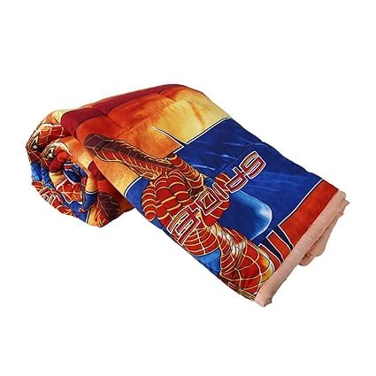 GENSRIC Super Soft Kids Design Print Microfiber Reversible Single Bed Dohar AC Blanket for boy or Girl (Spiderman, Single)