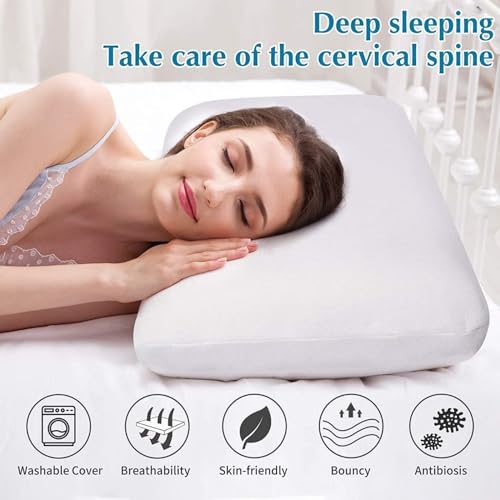 HomeHive Memory Foam Pillow Neck & Shoulder Lumbar Pain Relief Contour Cervical Super Soft & Fluffy-PO1(S_K_E_20022048_Off White)