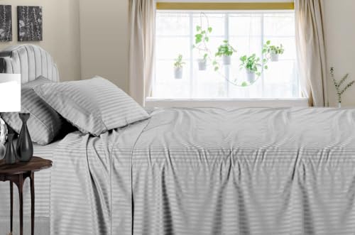 SF SHAKUMBHARI FAB 400 TC Softest Cotton Sateen Finish Solid Bedsheet with Pillow Color - Luxury Hotel Bedding - Queen (90X100) - Solid Grey,Pillow Covers 18x28 Inches