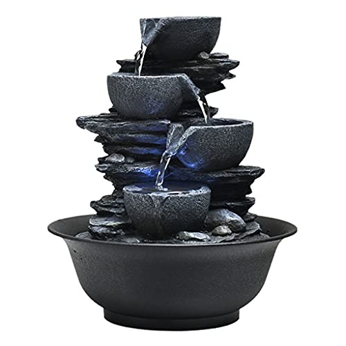 CALANDIS® Tabletop Water Fountain Feng Shui Waterfall Landscape Home Table Ornaments E