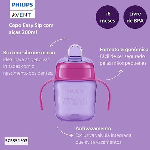 Philips Avent Silicone Rubber Classic Soft Spout Cup, (Pink/Purple) 200 ML 1 Piece