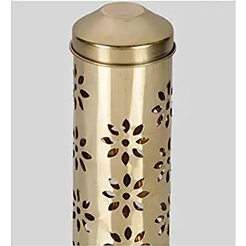 Brass Incense Sticks Holder Pure Brass Flower Agarbatti/Incense Stick Stand/Holder with Dust and Burn Safety Ash Catcher | (Gold)