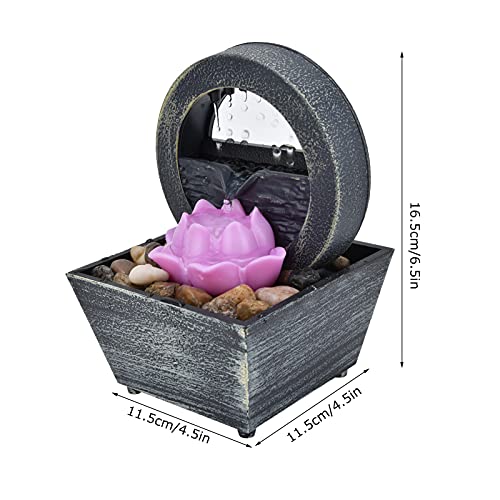 Desktop Water Fountain, USB Tabletop Fountain 3V Elegant with Stones for Bedroom for Office for Living Room