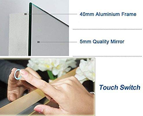 DEQORATION Neutral 4000K LED Rectangular Mirror with Touch Switch (White, 18"X24")