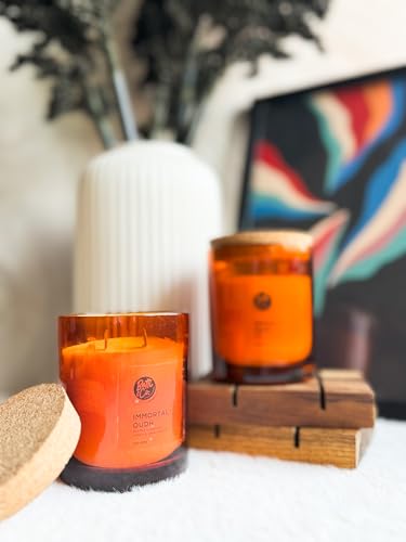 Batti & Co. Immortal Oudh Candle | 100% Vegan & Organic | Luxury Aroma | Handcrafted | Soy & Coconut Blend | Aromatherapy | Burning Time Upto 27 Hours (130g)