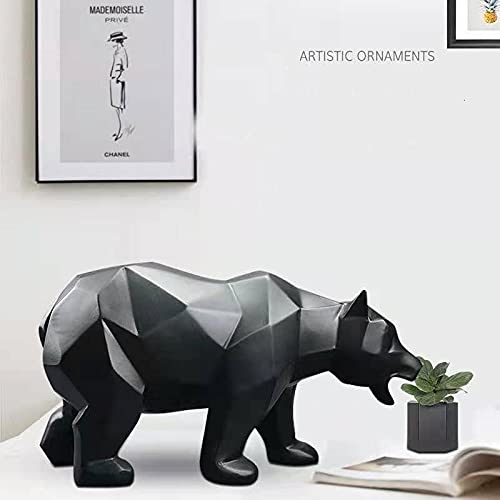 Abstract Sculptures Home Decor Animal Figurines Geometric Surface Statues (Black Bear)