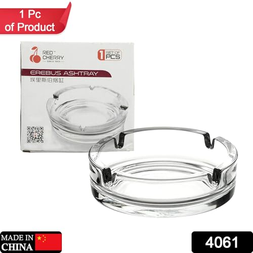 Veriloc Glass Classic Crystal Quality Cigar Cigarette Ashtray Round Tabletop for Home Office Indoor Outdoor Home Decor