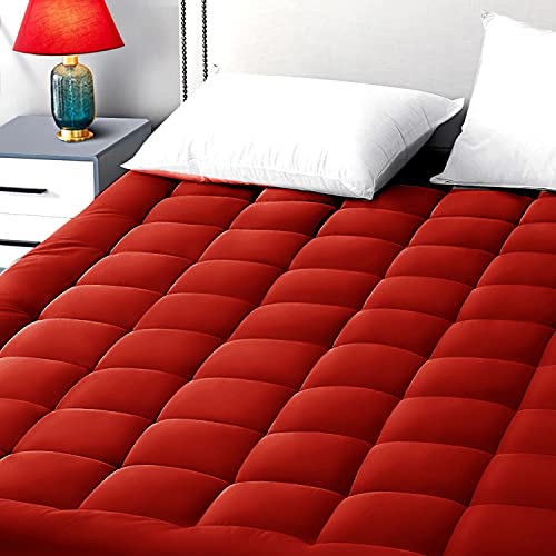 Rishu Linen 500 GSM Finest Imported Hotel Feel Super Microfiber Mattress Padding/Topper (King (72" x 78 "), Maroon)