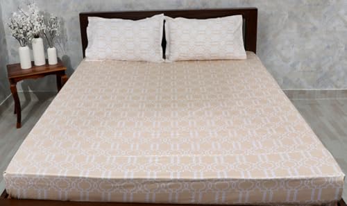 Mary Oliver 100% Pure Cotton - King Size - 1 Bedsheet, 2 Pillow Cases, 108 x 108 inches; 274 x 274 cm, 250 TC, Premium Bed Linen