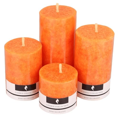 The Decor Affair 4-Pack of Small Pillar Candles with Marble Finish in Sea Breeze Scent – Smokeless, Long-Lasting, and Ideal for Home Decor and Special Events.