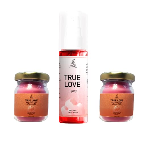 Anshil True Love Gift Hamper for Valentine’s Day Gift for Men & Women, 100 ml True Love Spray (1pc) and True Love Candle (2 pcs- Burning Capacity: 9-11 Hrs. Each) Combo Pack[GET FREE SURPRISE GIFT WITH EVERY ORDER]