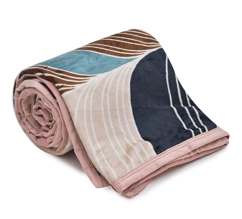 RRC Super Soft Printed Double Bed Mink Blanket With Satin Border Size 228 X 228 Cm And 1800 Grams,Pack Of 1 Ideal For Light To Medium Winter, Ac Use, Travel Blanket & Camping, Pink, 200 TC