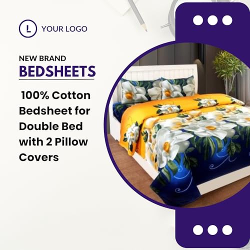 LA MANTTA Poly Cotton Printed Double Bedsheets with 2 Pillow Cover for Hotel, Home Etc (88X88 Inches)(RR-MULTI1)