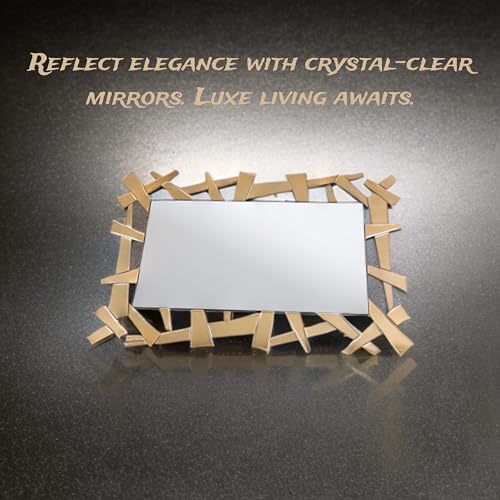 AR MODULERS Squar Balded Gold Chrome, Wall Mounted, Bathroom, Bedroom, Living Room Premium Segment Mirror