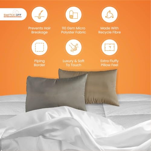 Switch-off Smart Adjustable Mush Color Pillow,Discover The Perfect Pillow for Your Best Night's Sleep (17X27Inch) (Pack of 6, Beige and Grey)