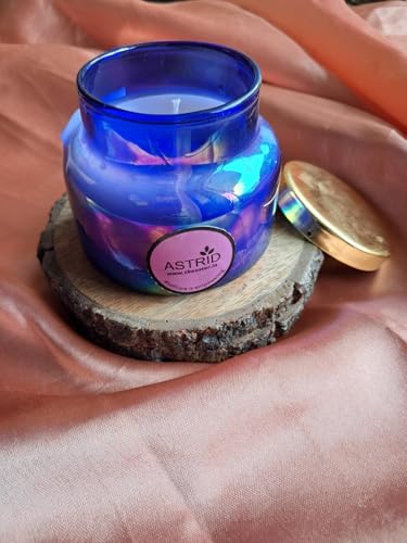 Astrid Detoxification Blue Jar Candle | Organic Soy Wax | Long Lasting Fragrance | Ideal for Home Decor & Gifting